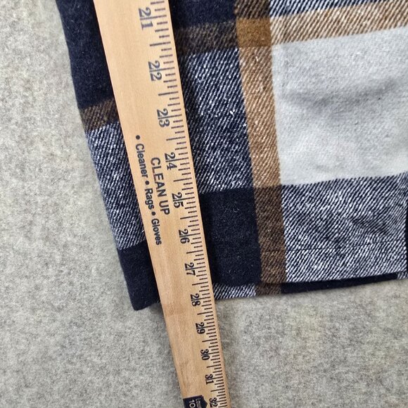 Plaid Polyester Checkered Pants Navy Blue/Brown Colorway Wide Leg Zip Closure - Picture 8 of 8